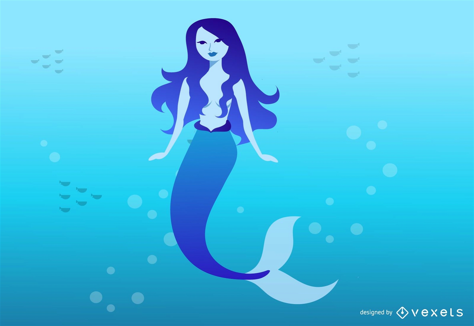 Mythical Blue Mermaid Illustration