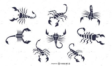 conjunto de ilustração de escorpião negro