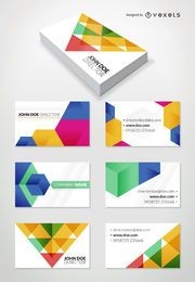 Flat geometric business card set