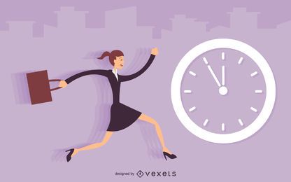 Ilustración de empresaria corriendo tarde