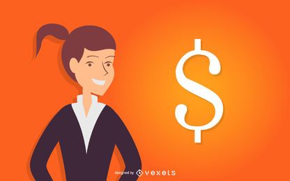 Mujer de negocios con signo de dólar