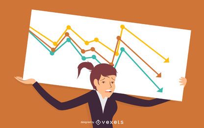 Ilustração de fracasso de mulher de negócios