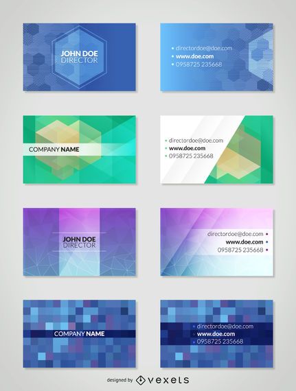 Polygonal business card template set Polygonal business card template set