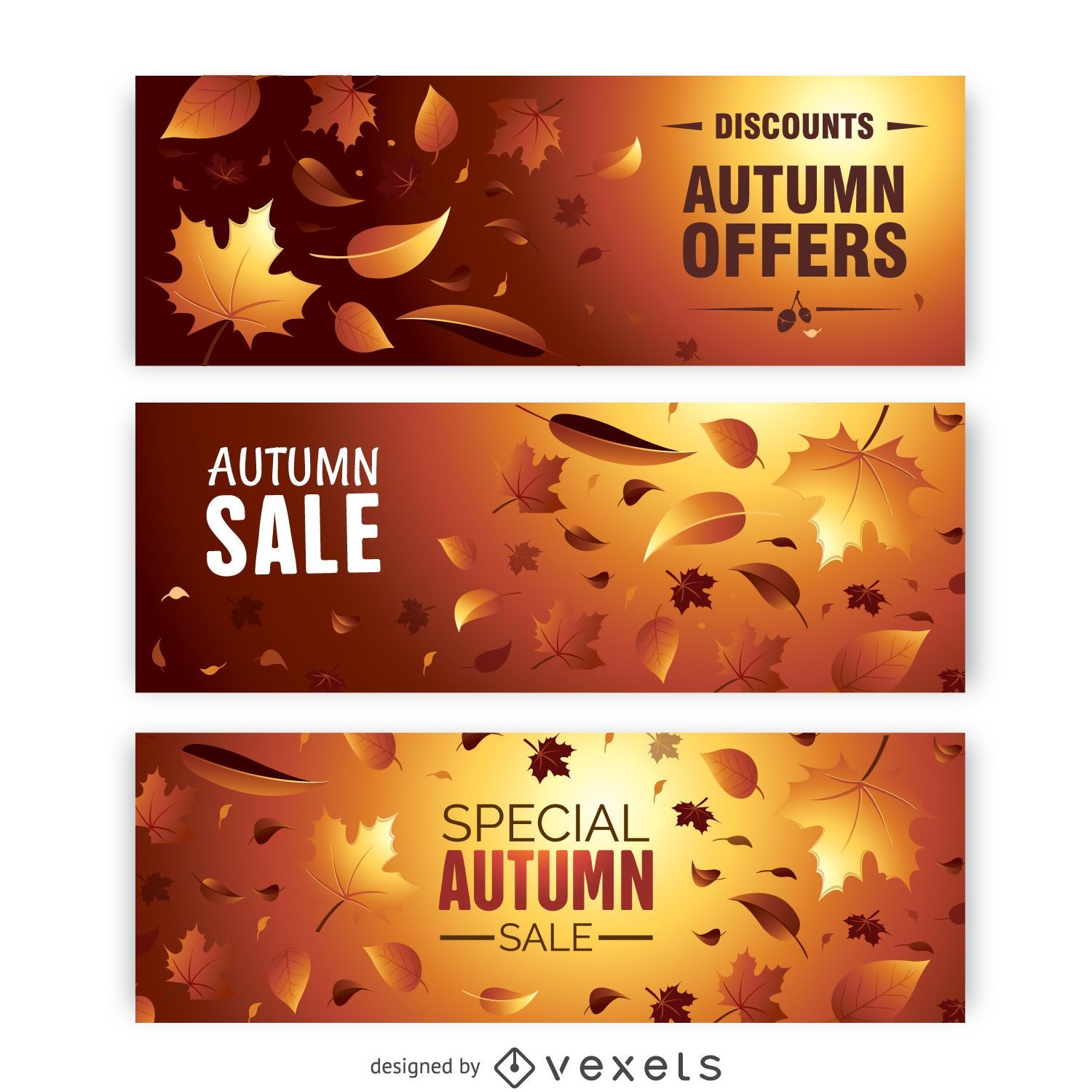 Banner de venda de outono cravejado de folhas