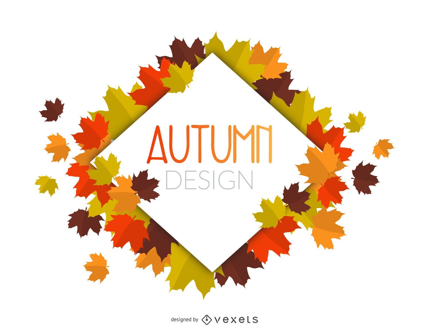 Autumn leaves rhombus frame