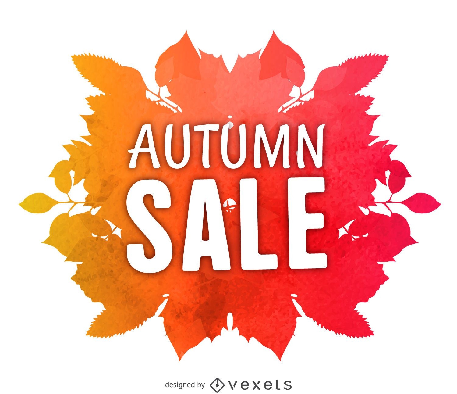 Etiqueta de venda de outono em aquarela