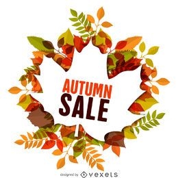 Autumn sale label with leaves