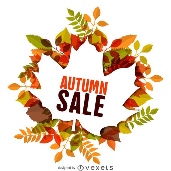 Etiqueta de venta de otoño con hojas Etiqueta de venta de otoño con hojas