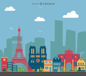 Ilustración del paisaje urbano de París
