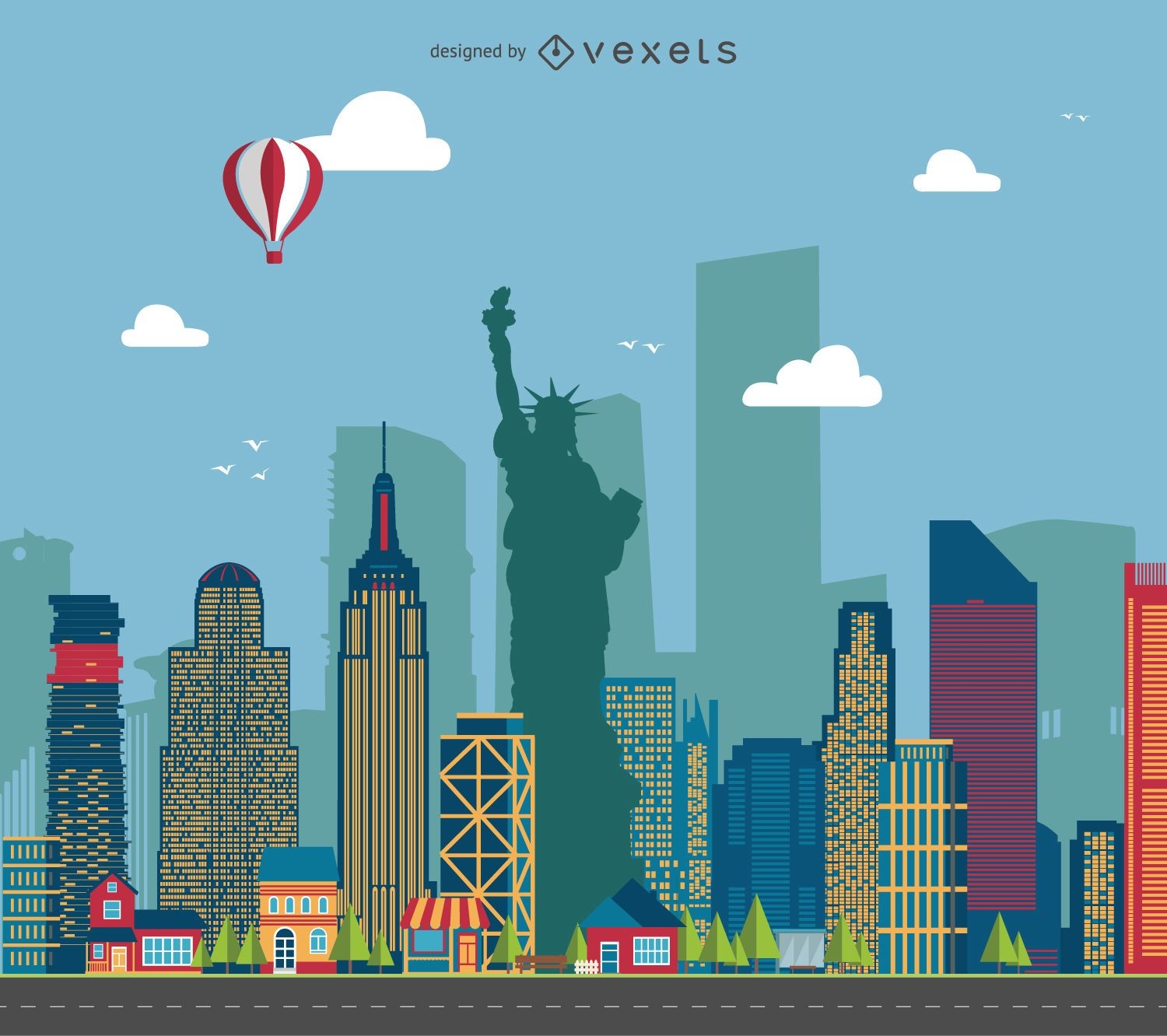 Ilustración del paisaje urbano de Nueva York