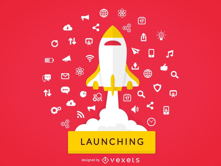 Rocket launching concept illustration Rocket launching concept illustration