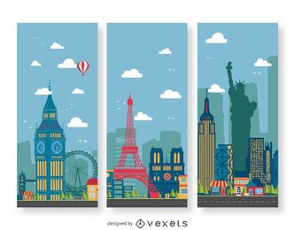 Cityscape illustration banners