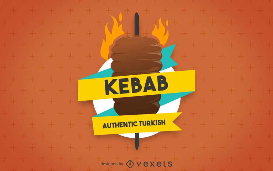 Kebab illustration label Kebab illustration label