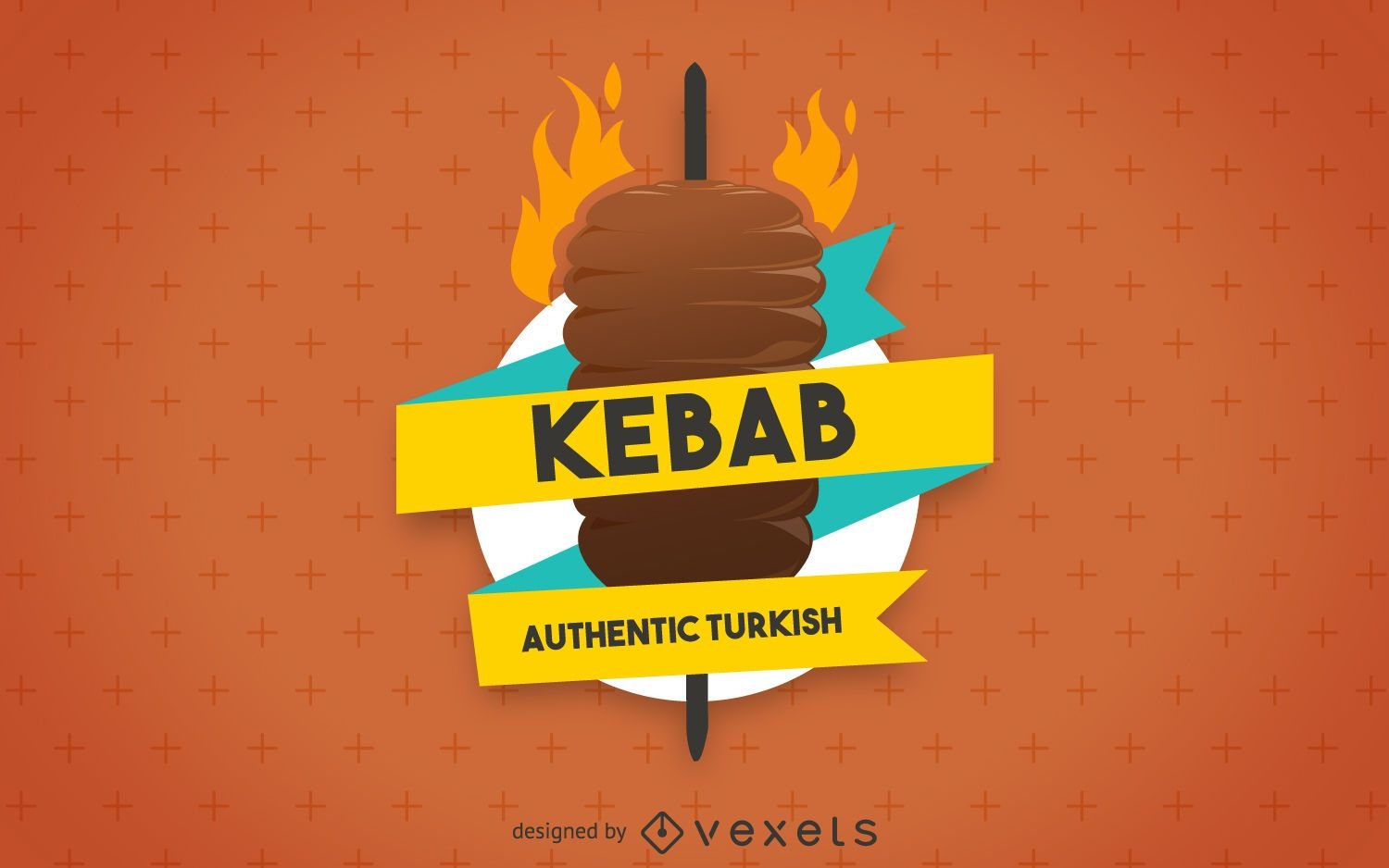 Rótulo de ilustração de kebab