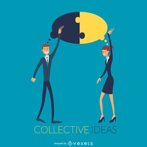 Teamwork collective ideas illustration Teamwork collective ideas illustration