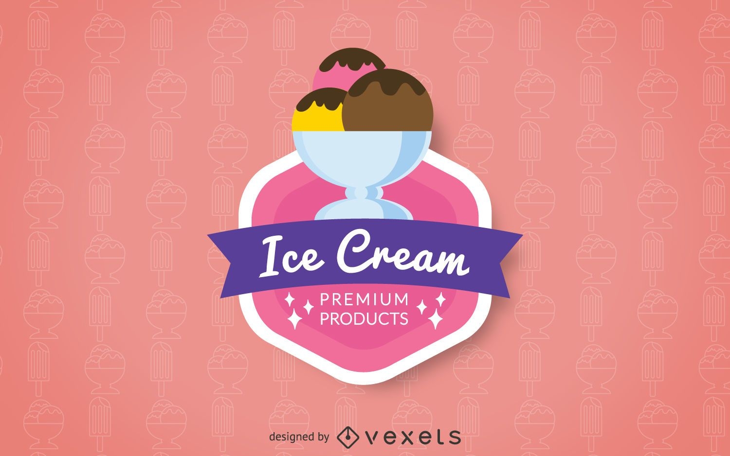 Ice cream logo badge