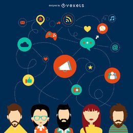 ilustração plana rede social ilustração plana rede social