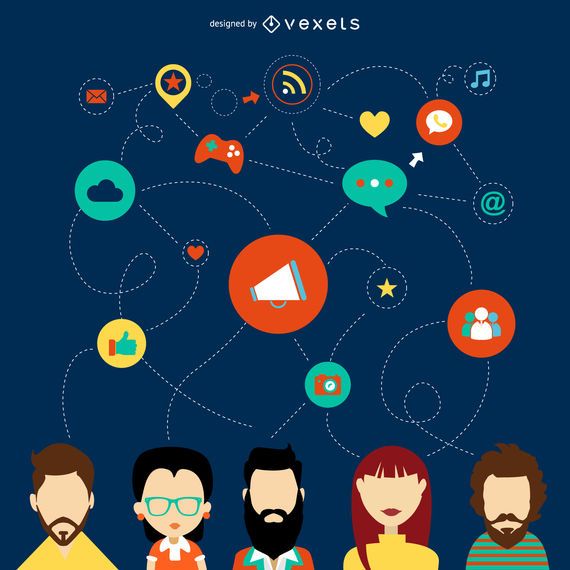 Flat social network illustration Flat social network illustration