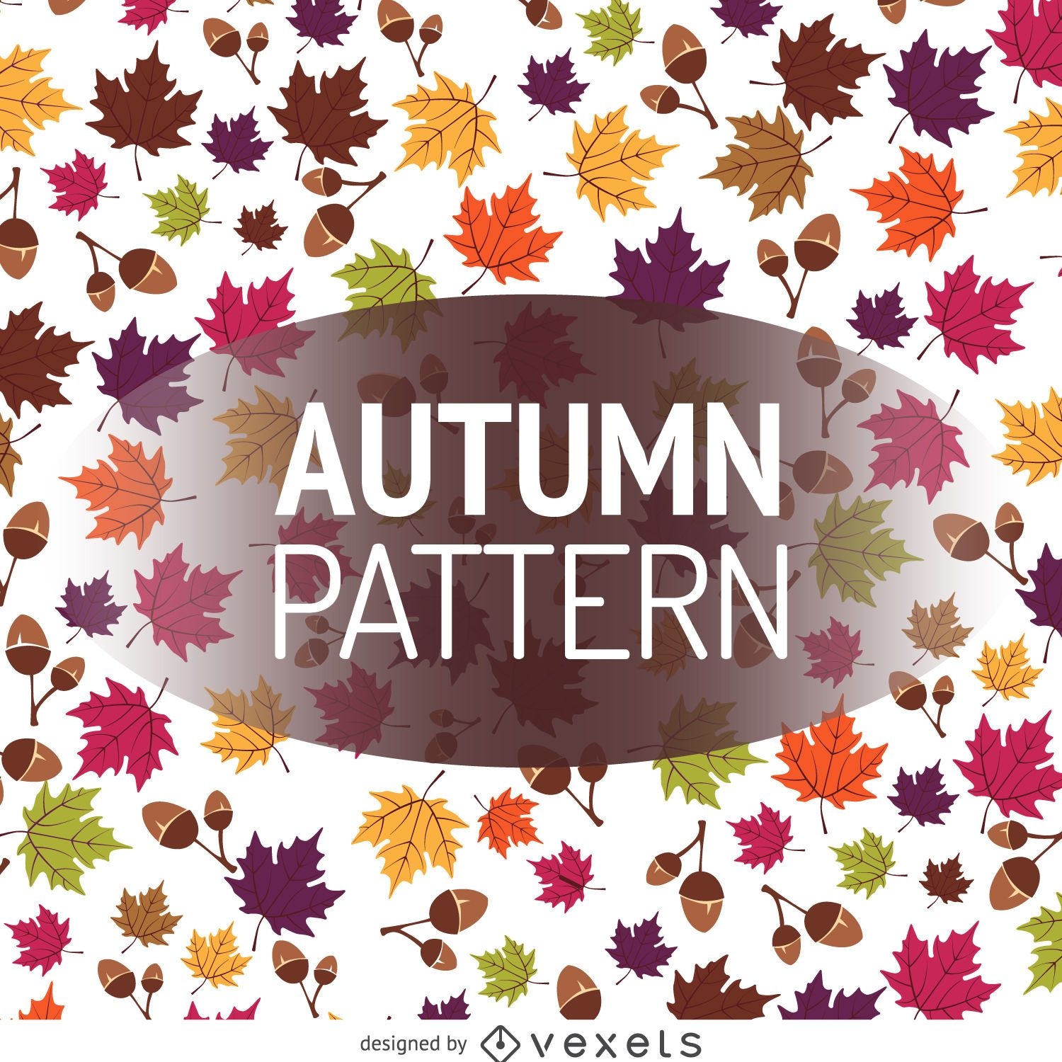 Autumn leaves and acorns pattern