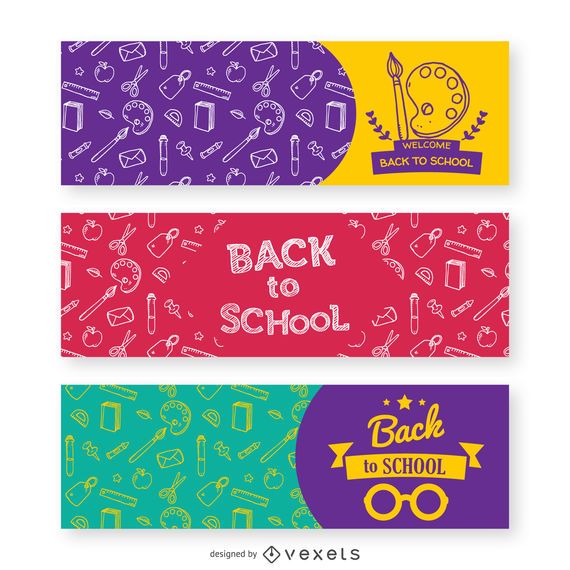 3 banners de volta às aulas 3 banners de volta às aulas