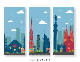 Banners de ilustración de paisaje de construcción