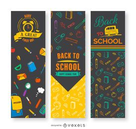 Banners verticais de volta às aulas