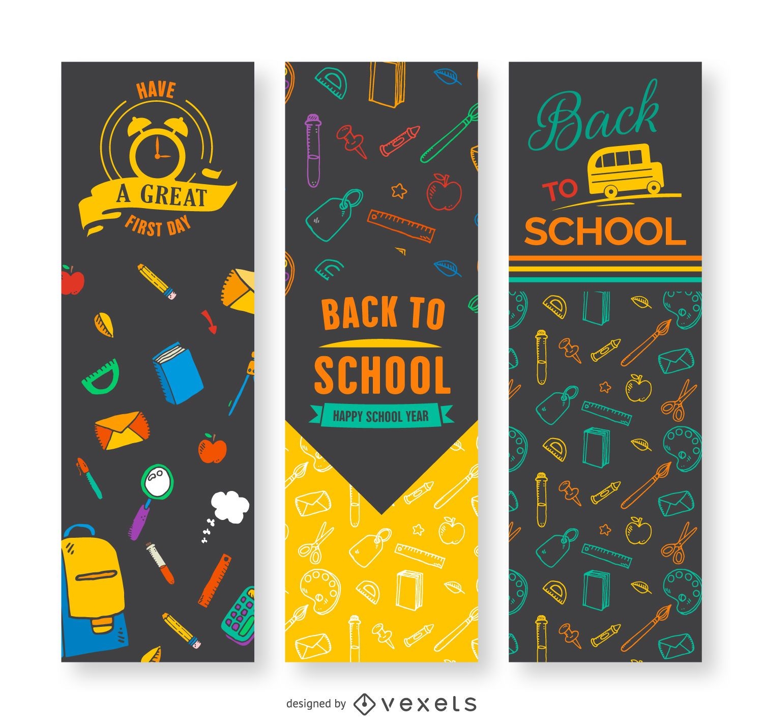 Banners verticales de regreso a la escuela.