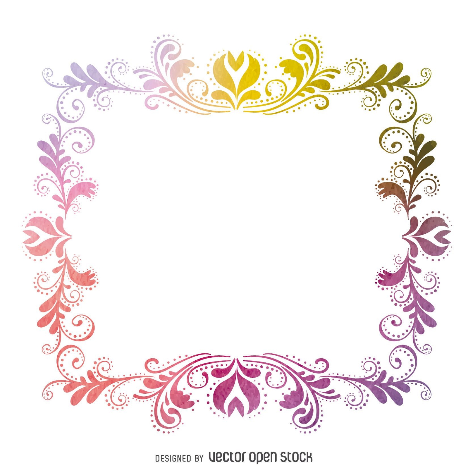 Isolated watercolor swirls frame