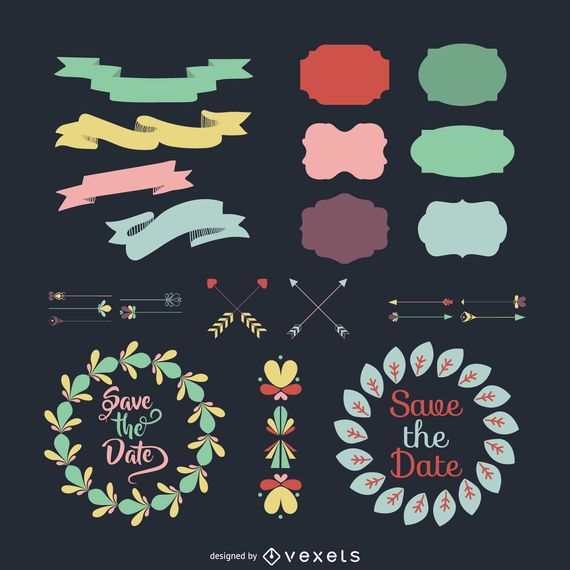 Flat ornamental decorations collection Flat ornamental decorations collection