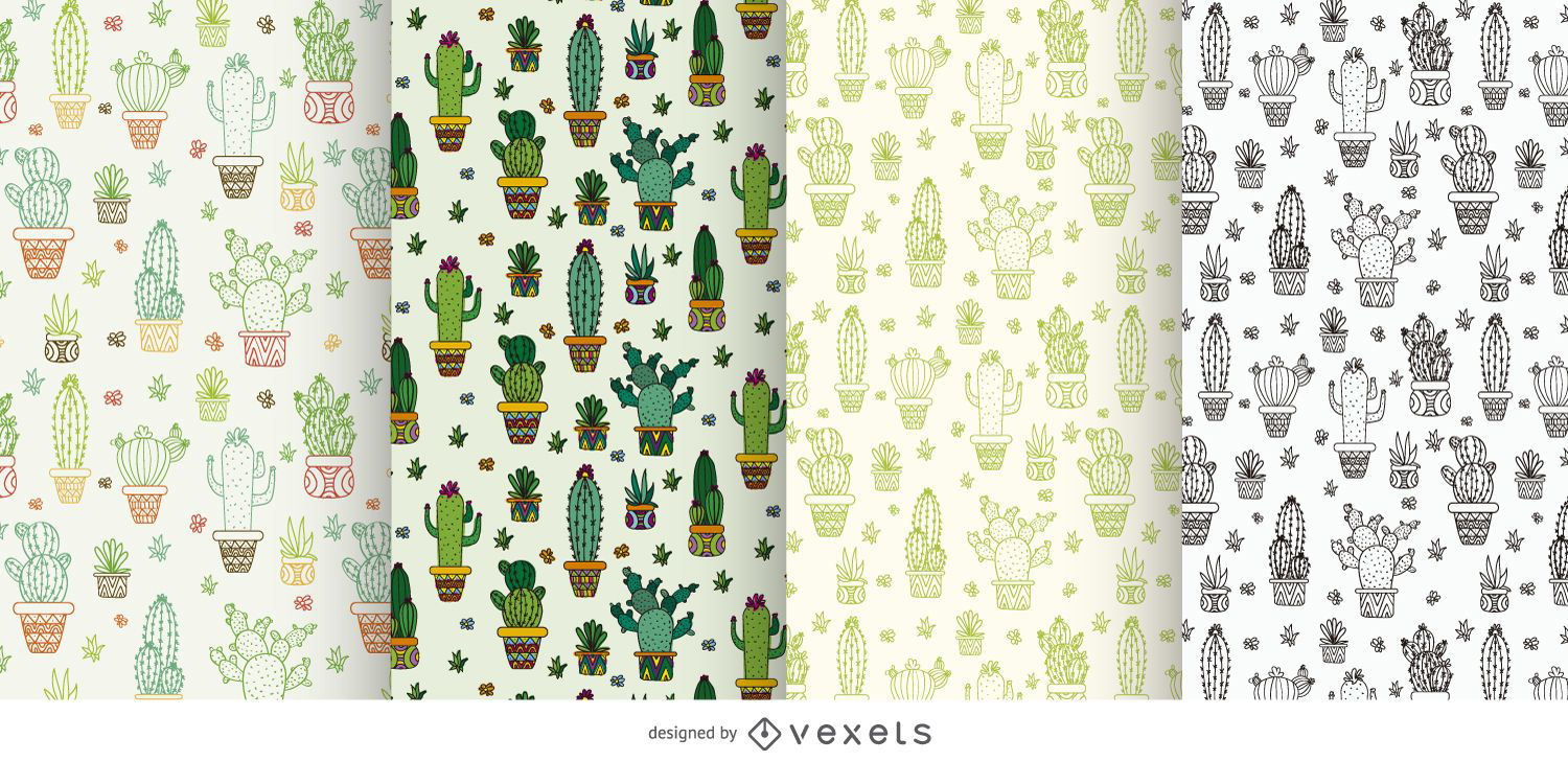 Colección de patrones de cactus