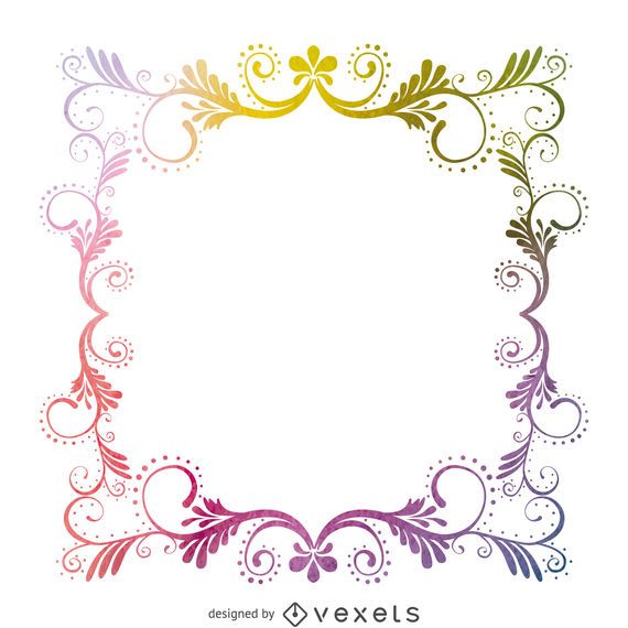 Square watercolor frame with swirls Square watercolor frame with swirls