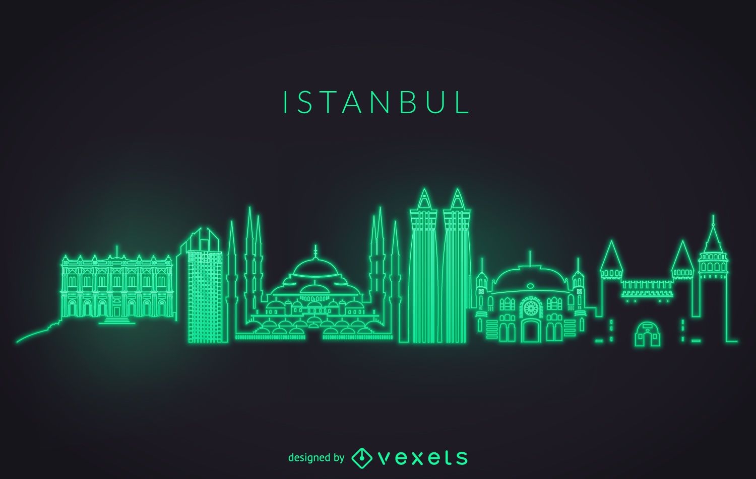 Neon Istanbul skyline