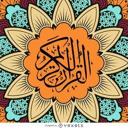 Diseño del Corán con flor de mandala.