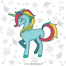 Bunte Einhorn-Gekritzelzeichnung