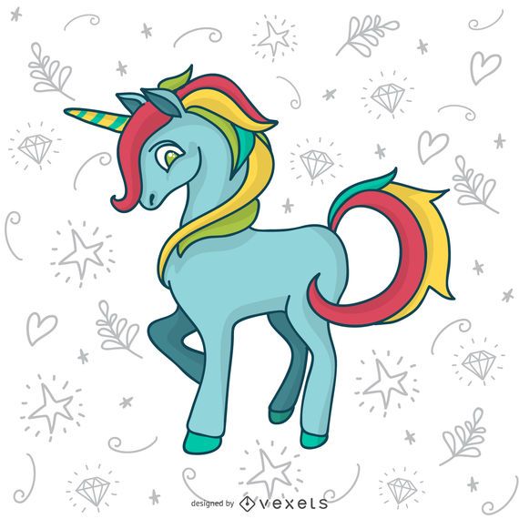 Bunte Einhorngekritzelzeichnung Bunte Einhorngekritzelzeichnung