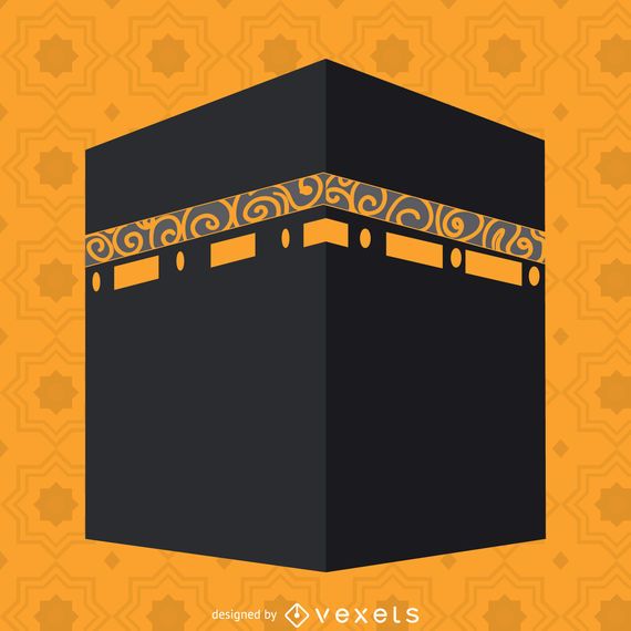 Ilustração plana Kaaba Ilustração plana Kaaba
