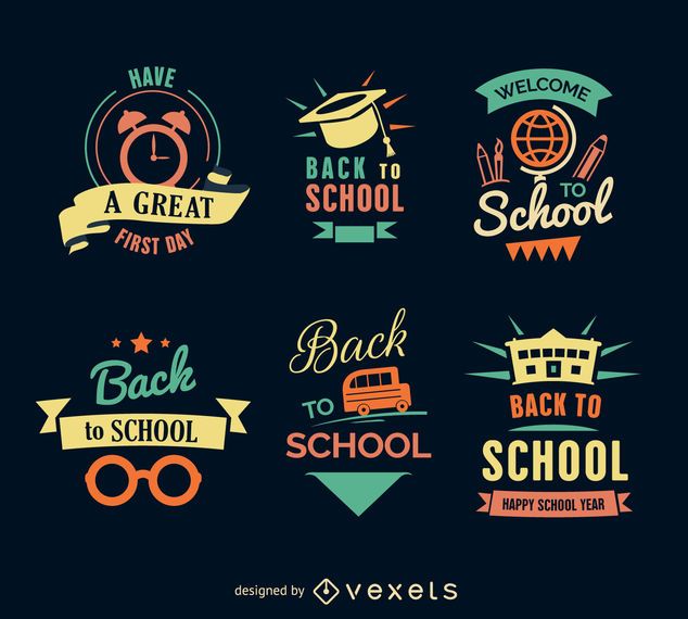 Back to school label set Back to school label set
