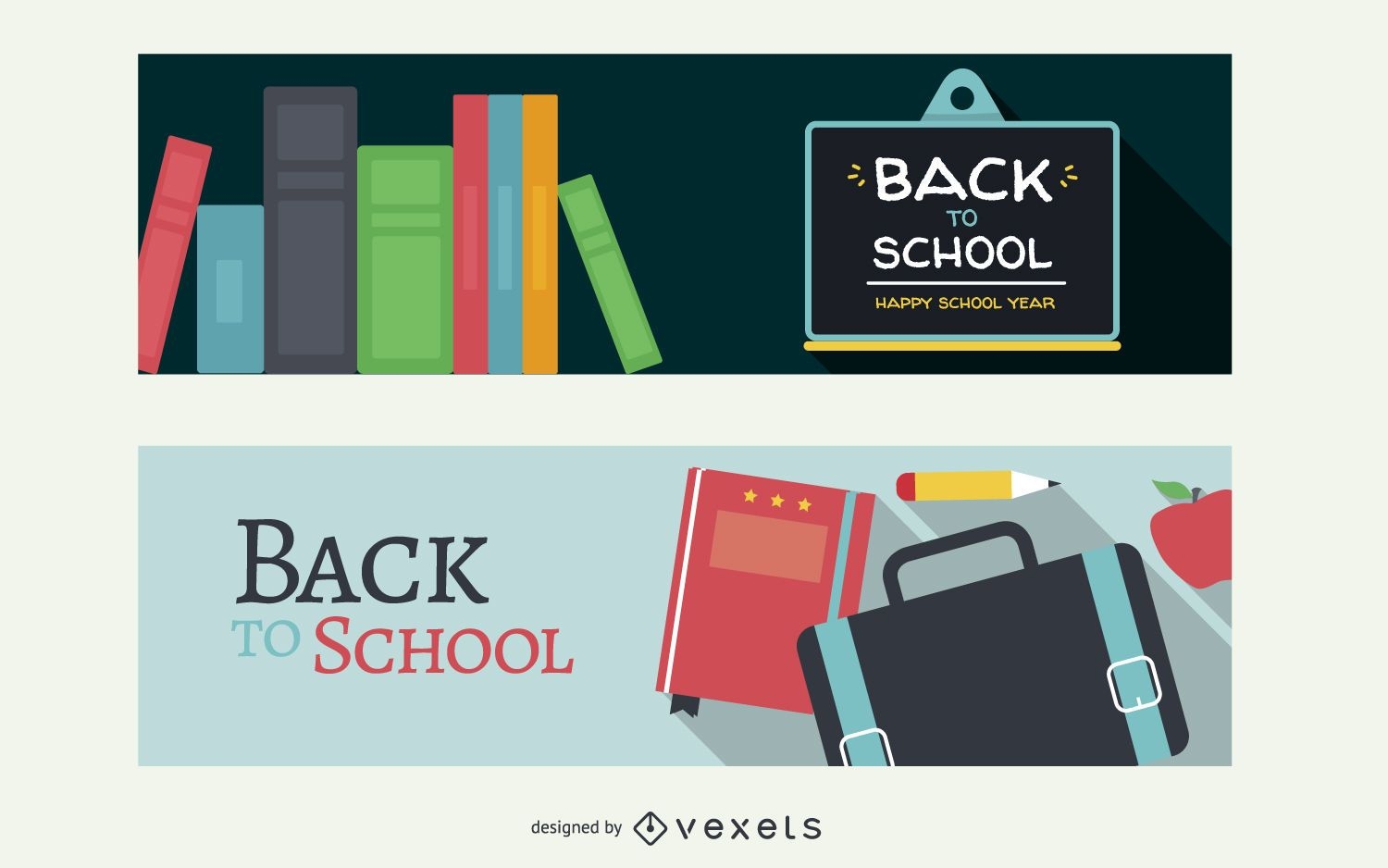 Flat back to school banners