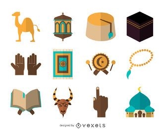 Conjunto de ícones do Islã Flat