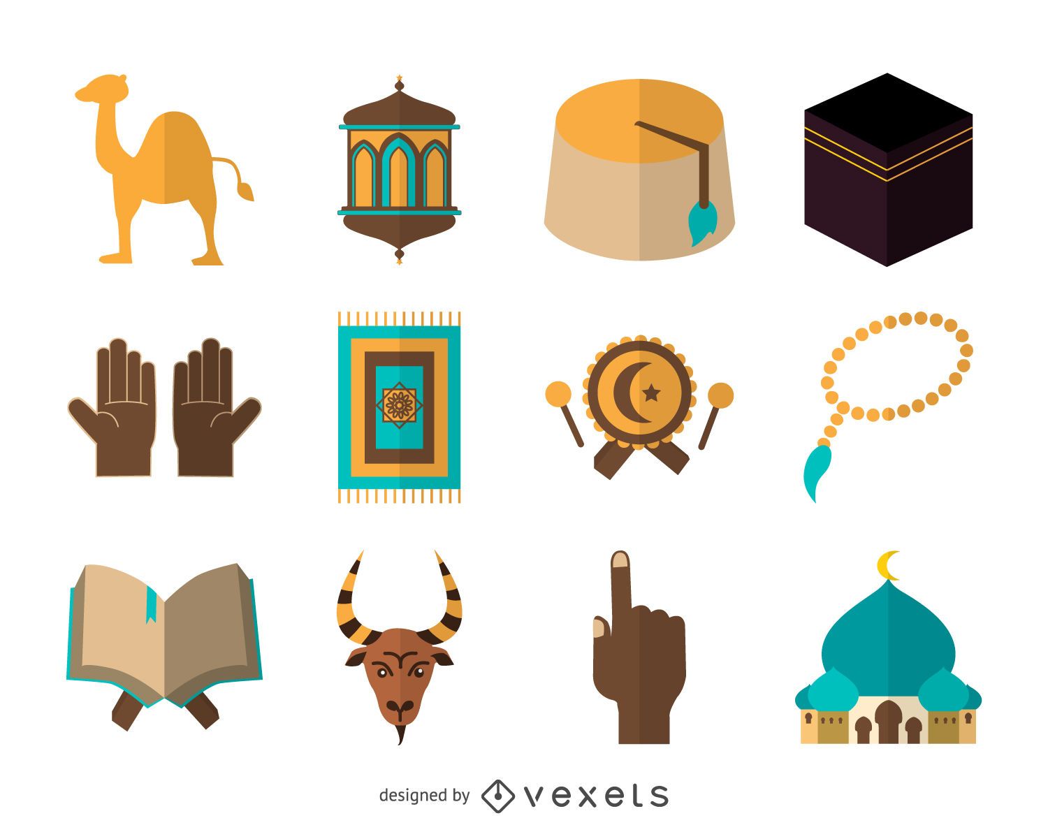 Flat islam icon set