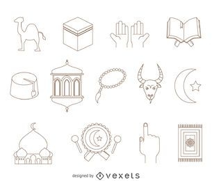 Conjunto de desenho de elementos árabes