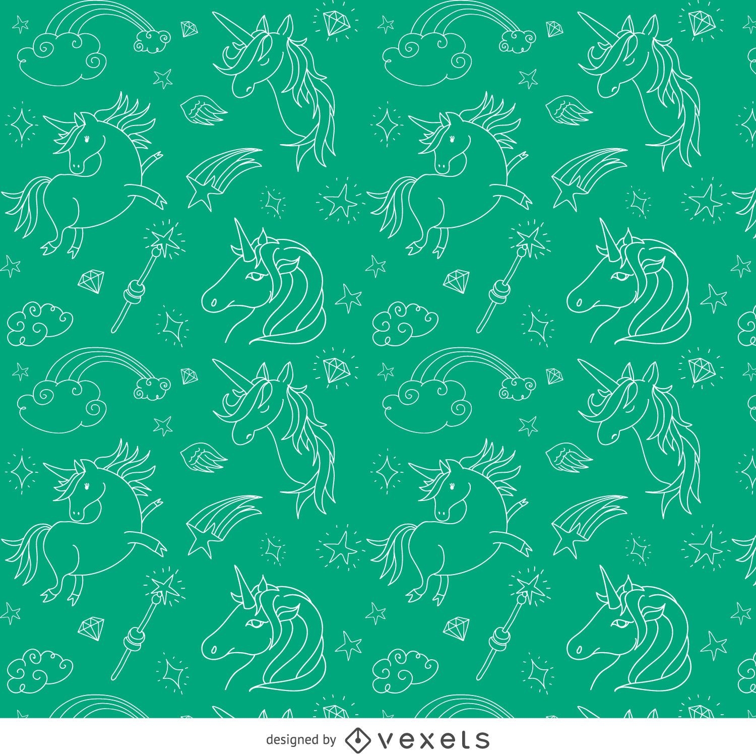 Illustrated unicorn pattern