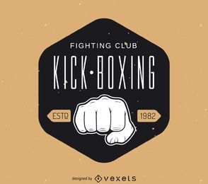 Plantilla de logotipo de etiqueta de kick-boxing hipster