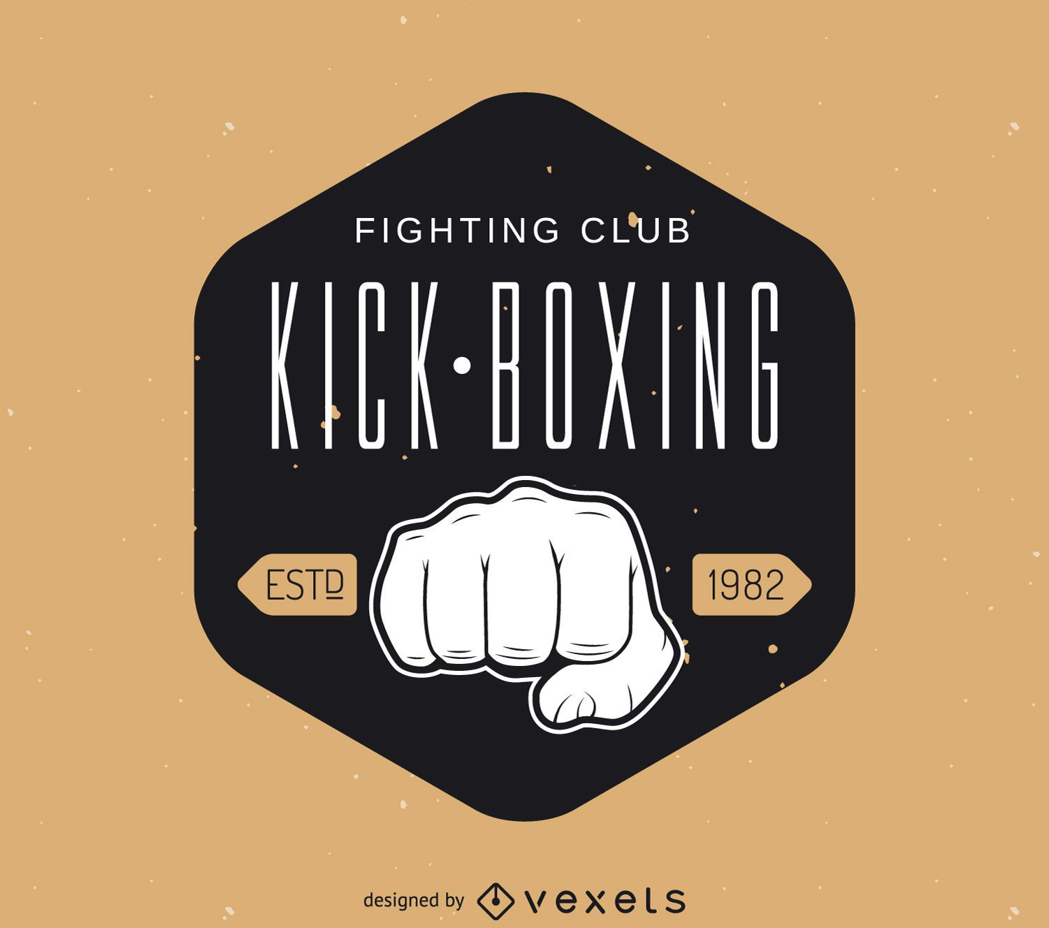 Modelo de logotipo de adesivo hipster de kick-boxing