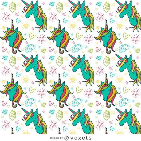 Colorful unicorn drawings pattern Colorful unicorn drawings pattern