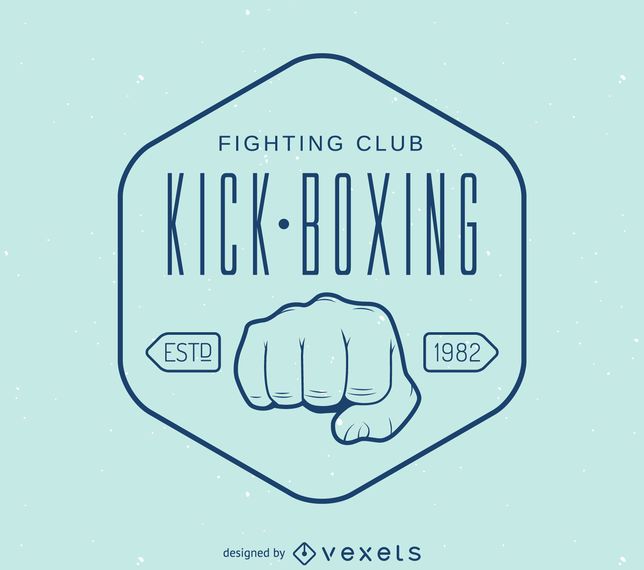 Modelo de logotipo de carimbo kick-boxing linear Modelo de logotipo de carimbo kick-boxing linear