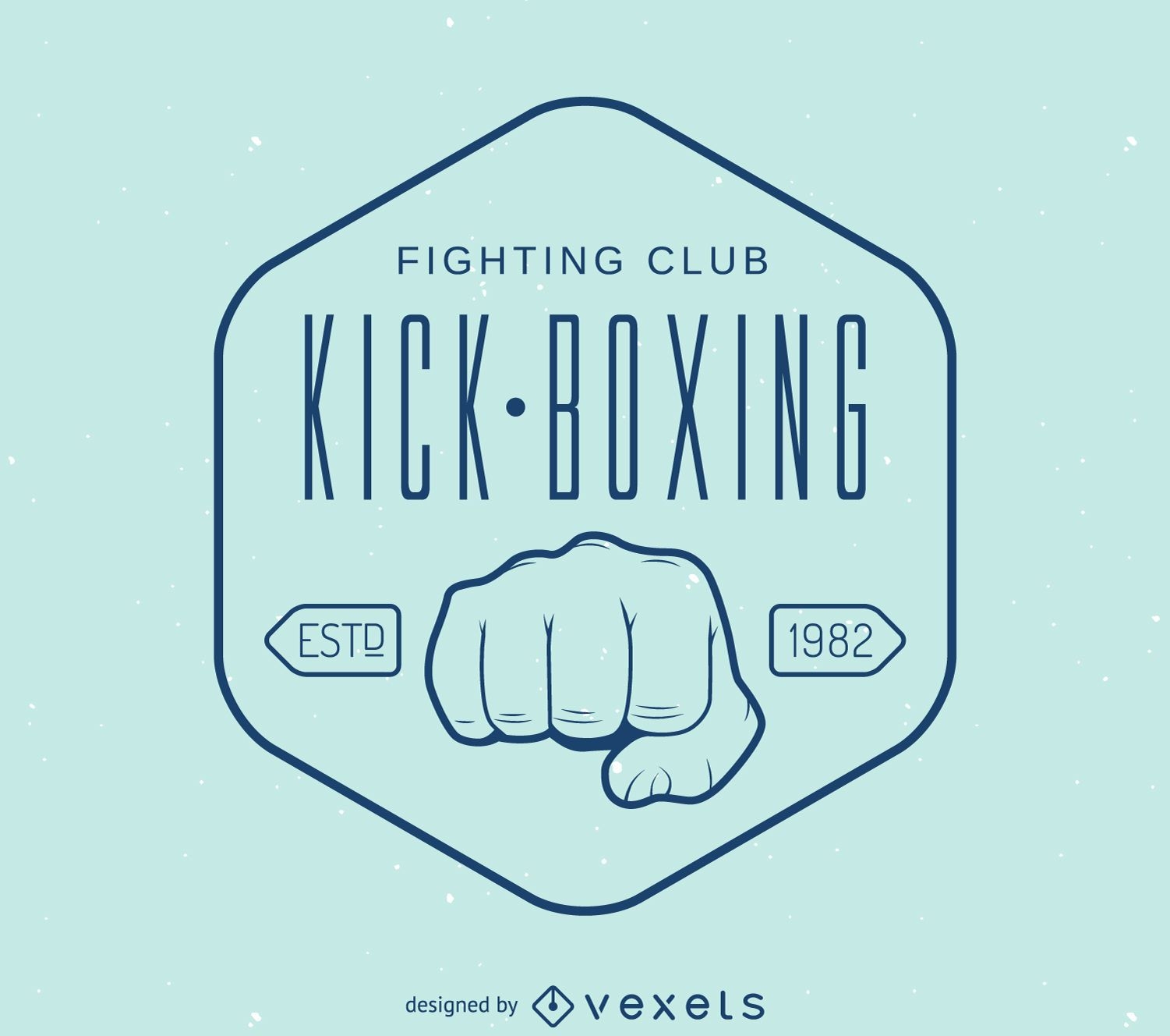 Plantilla de logotipo de sello de kick-boxing lineal