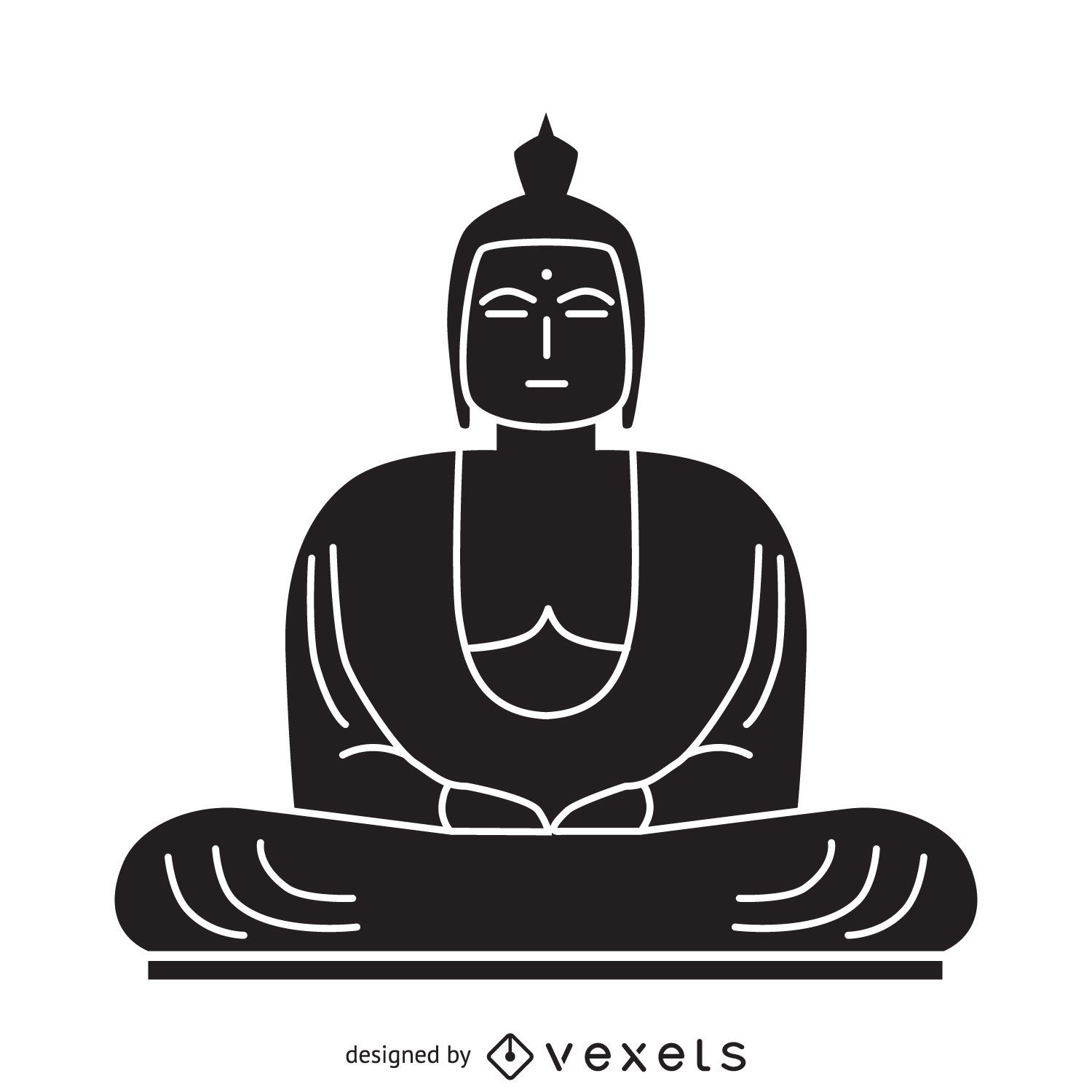 Ilustración de Buda en blanco y negro