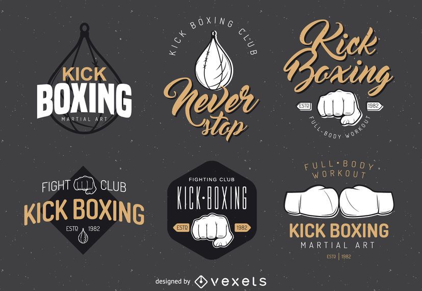 Conjunto de modelo de logotipo de kickboxing Conjunto de modelo de logotipo de kickboxing