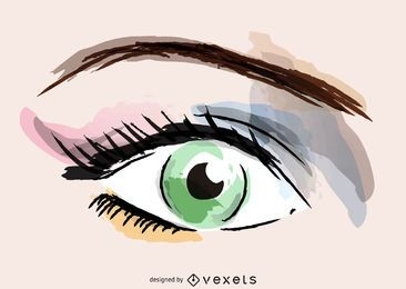 Ilustración de maquillaje de ojos acuarela
